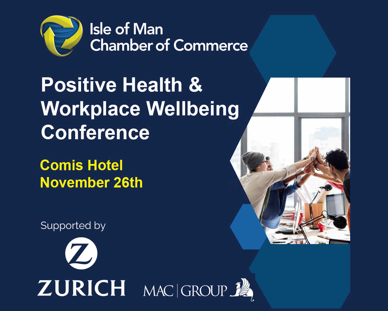 A graphic of the flyer for the IOM CoC Positive Health and Wellbeing Conference