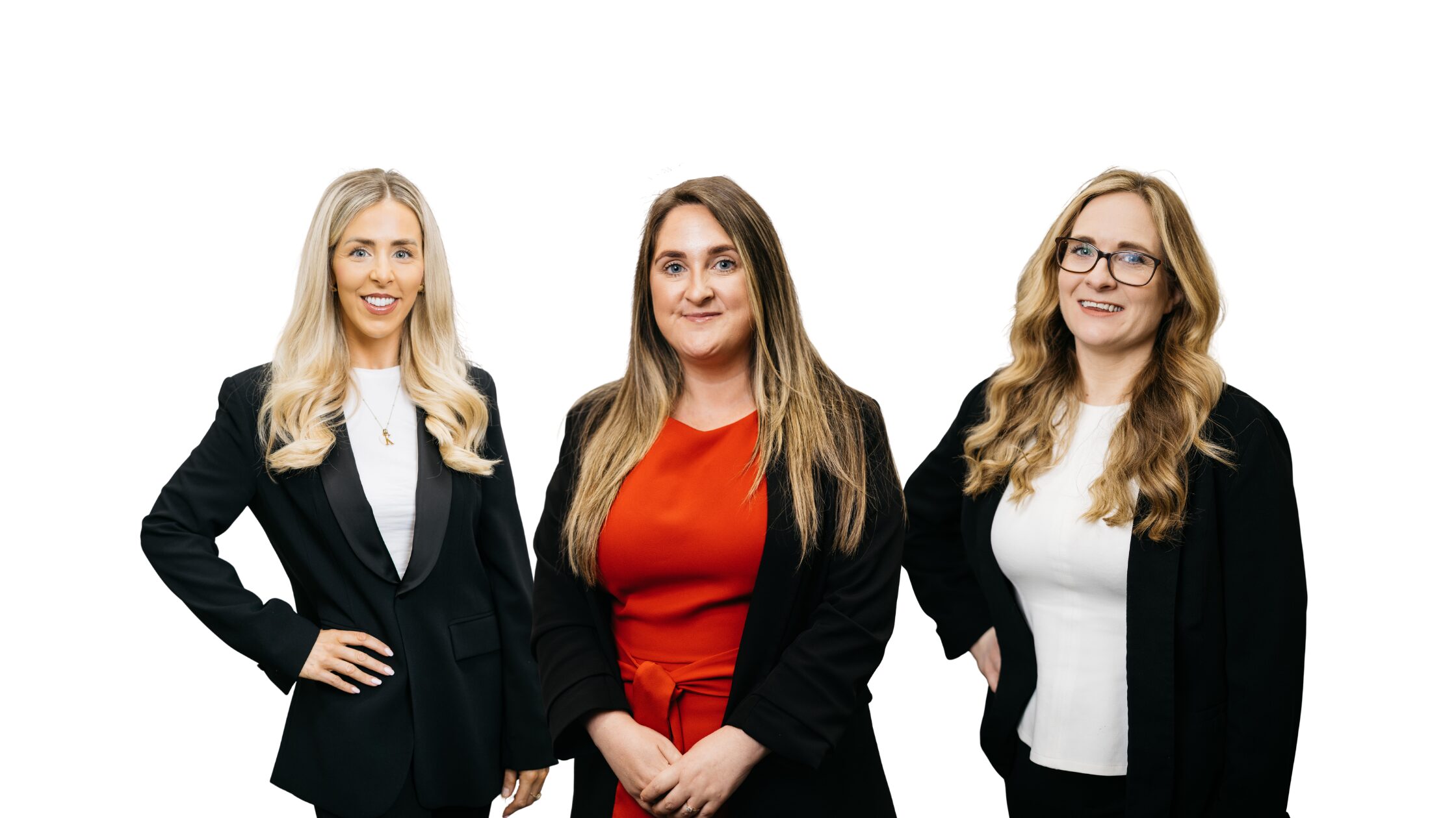 Portrait of Kirsty, Emma and Gemma who have all been promoted